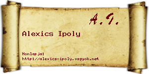 Alexics Ipoly névjegykártya